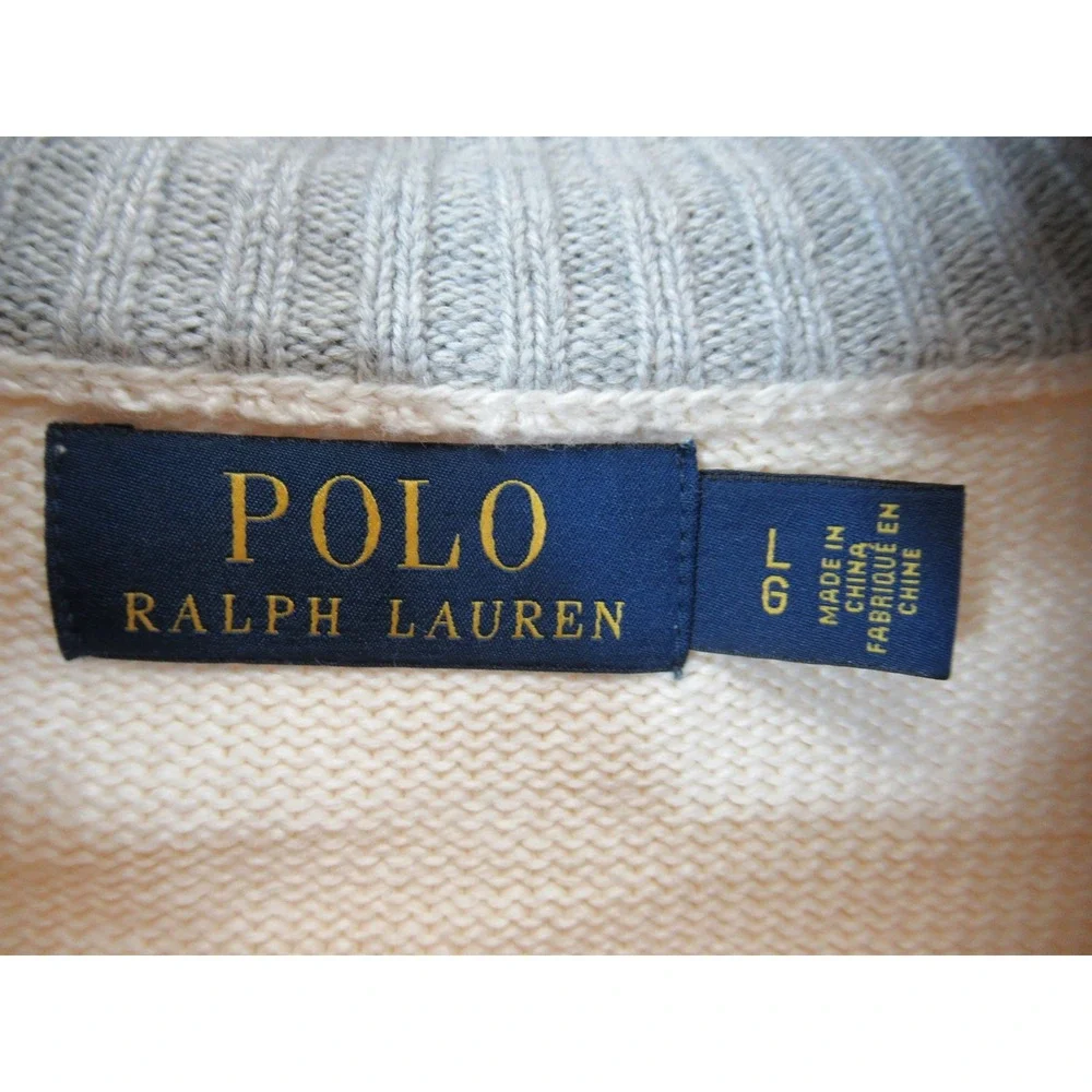Polo Ralph Lauren Mockneck Sweater Men Large Cream Color Cotton